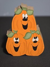 Hand Painted 3 Wooden Pumpkin Shelf Sitter-C9