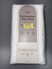 Threshold Performance Flat Sheet Queen White Cotton Sateen 40 Available