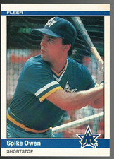 Spike Owen Mariners 1984 Fleer RC #616 Rookie Card. rookie card picture