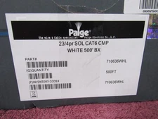 Paige 710636WHL Cat6 CMP Plenum Data Cable 23AWG Solid Copper 4 Pair White 500'