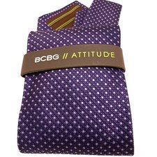 Neck Tie Necktie Men BCBG Attitude NEW  Tags Blue W/ Pink Dots 3.5 in wide SILK