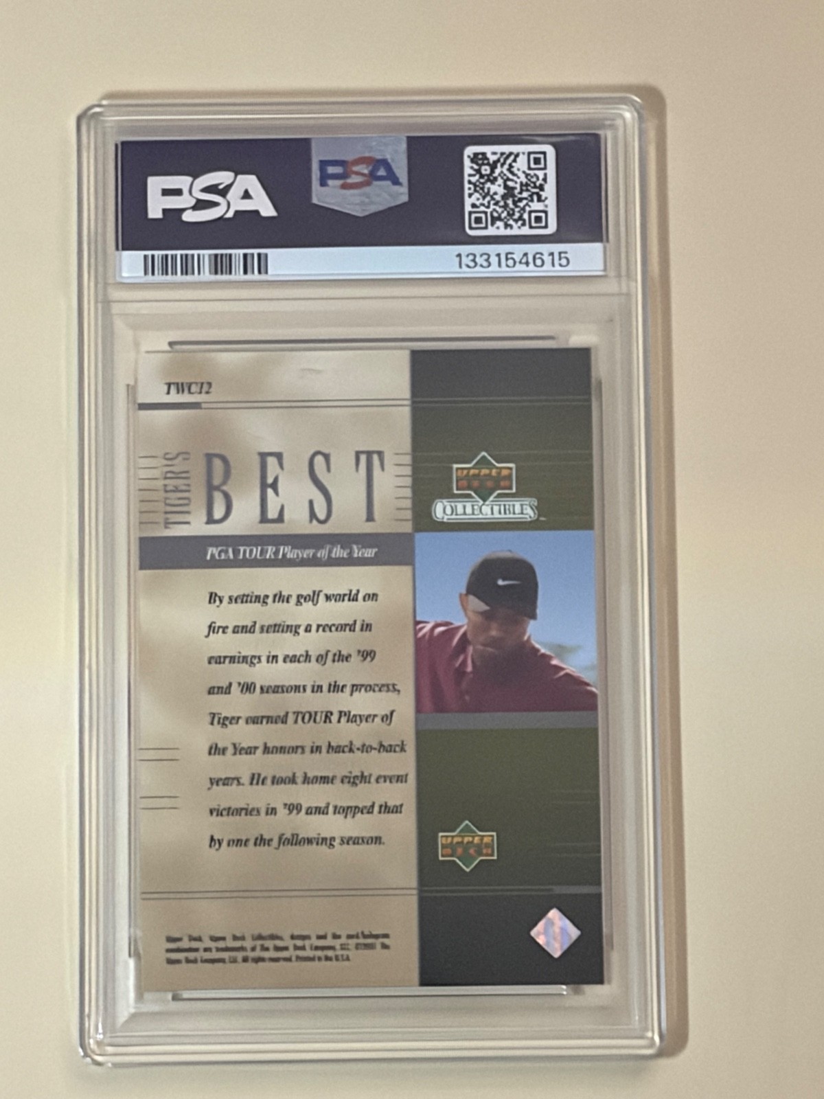 2001 Upper Deck - Tiger Woods Career Tiger Woods #TWC12 (RC) PSA 10 view 2