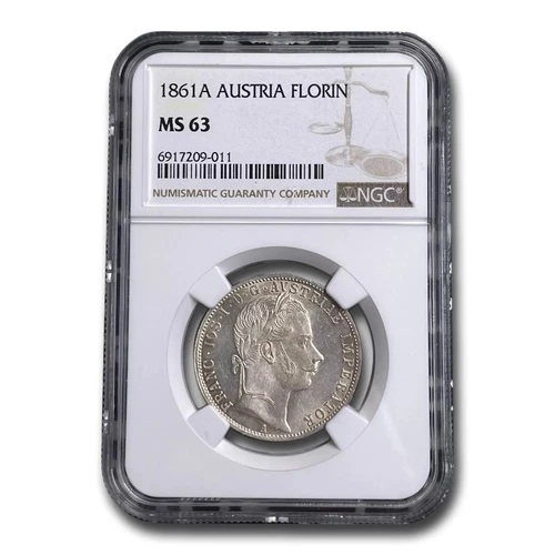 1861-A Austria Silver Florin MS-63 NGC