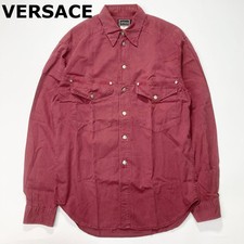 VERSACE Vintage Shirt Medusa Button M Simple Stylish Men's From Japan y6306