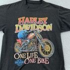 Faded Vtg Harley Davidson Shirt Medium One Life One Bike Biker Tee Motorycle