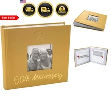 Golden 50th Anniversary Photo Album Love Heart Decoration 80 Photos