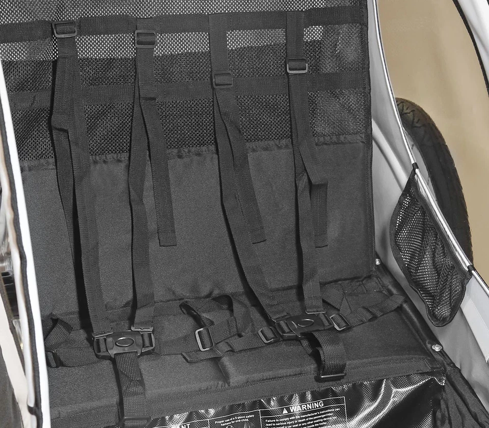 ClevrPlus Deluxe 3 en 1 Doble Asiento Bicicleta Remolque Cochecito Jogger para Niños, Gris Foto 3 de 4