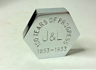 Vintage 1953 J & L Steel Pittsburgh Works 100 Years of Progress Steel Ingot