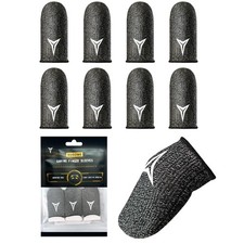 8 Pack Gaming Finger Sleeves for Mobile Gaming, 0.3mm Silver Black 8