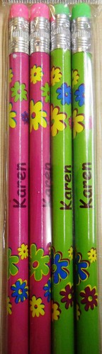 Set of 4 Pack Girls Personalised Pencils with Rubber Kid Child Name A-V Her Gift - Picture 6 of 21
