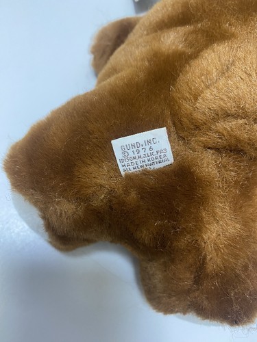 Vintage Luv Me Teddy Bear Brown Gund 1976 Tail Rattle Flowers Korea - Picture 2 of 10