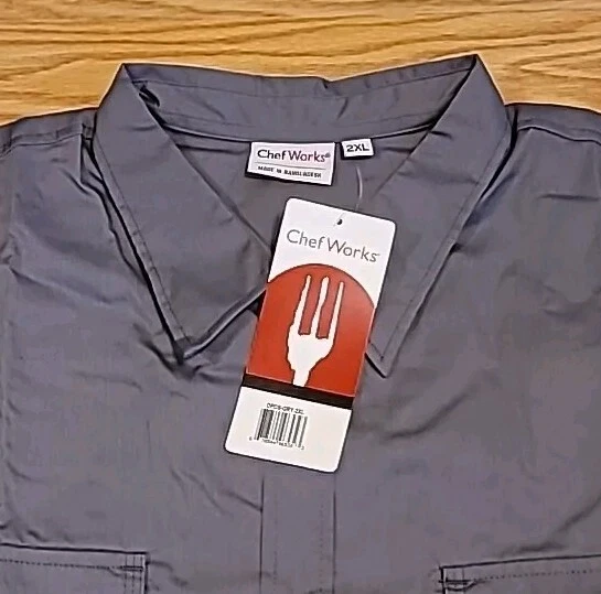 Chef Works 2XL Button Down Gray Shirt Long Convertible Sleeve New With Tags - Image 3 of 4