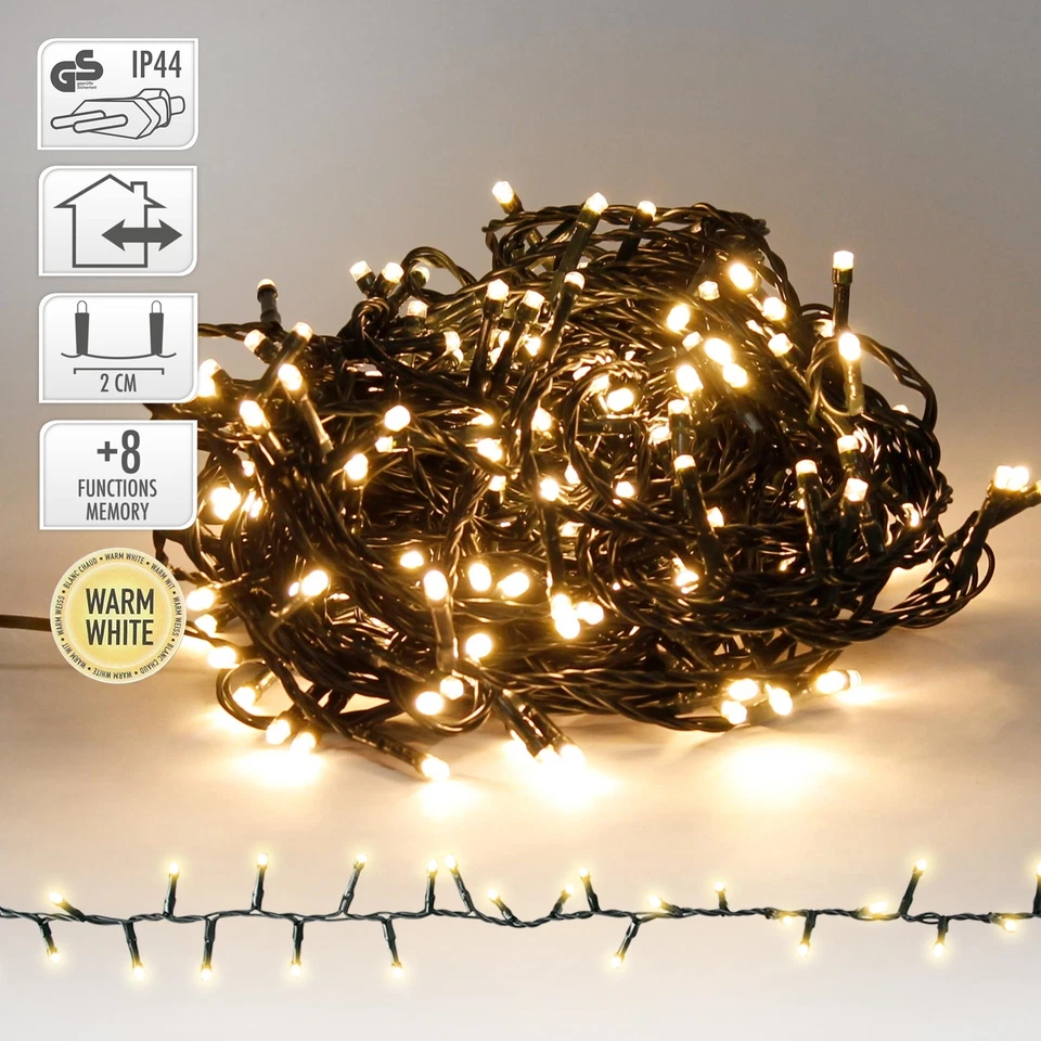 Guirlande lumineuse avec LEDs pour sapin de Noël blanc chaud IP44 á votre choix - Photo 1/1
