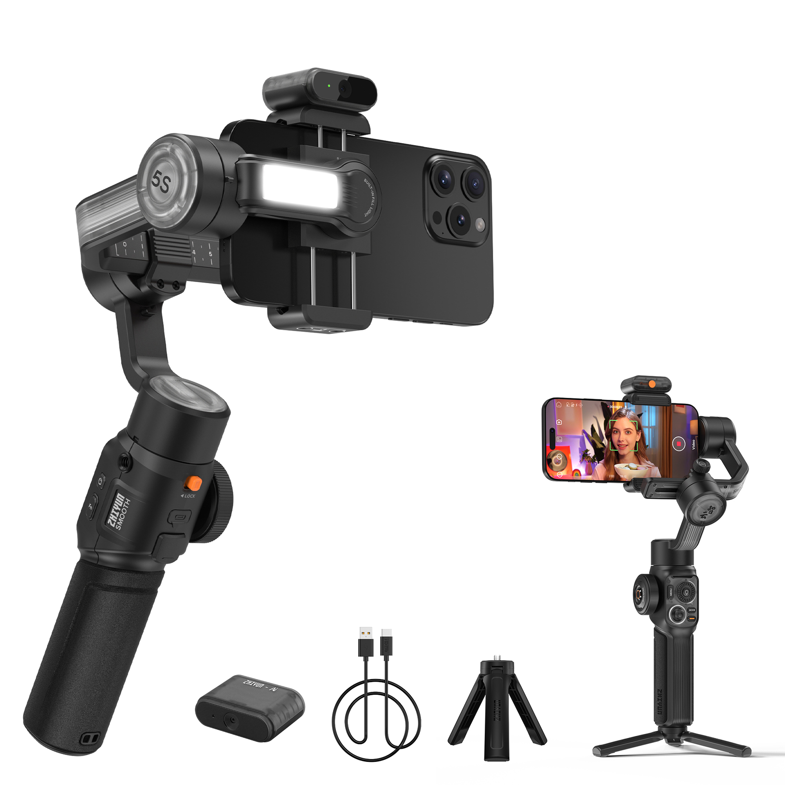 ZHIYUN Smooth 5S COMBO 3-Axis Gimbal Stabilizer Fill Light for iPhone Smartphone
