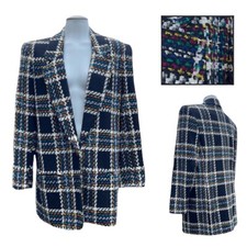 Vintage 80s Requirements Womens 6 Rainbow Tweed Wool Blazer Jacket Oversized Evc