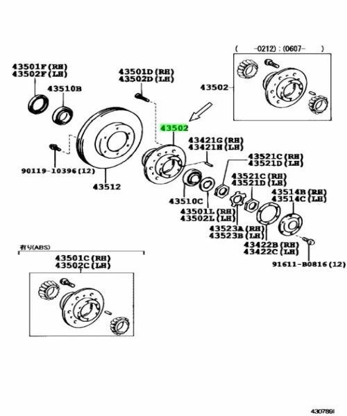 TOYOTA DYNA/TOYOACE T100 4Runner Pickup Front Axle Hub Genuine JDM 43502-29095 — 第 3/3 张图片