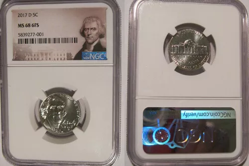 2017 D Jefferson Nickel 5c NGC MS 68 6FS Full Steps