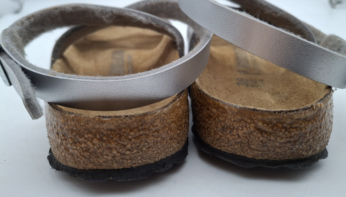 BIRKENSTOCK SILVER ANKLE STRAP BLANCA SANDALS - UK 5, EUR 38 NARROW - Picture 5 of 15