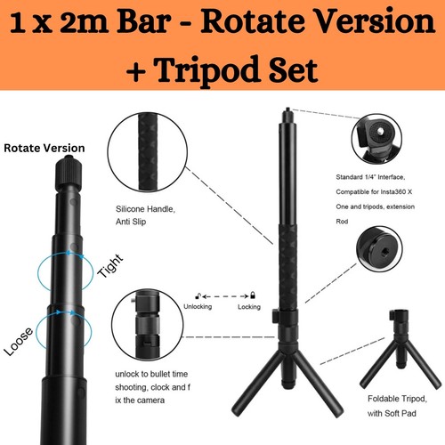 Insta360 1.2M, 2M Invisible Bullet Bar + 360° Rotary Handle Tripod Bullet Bundle - Picture 10 of 14