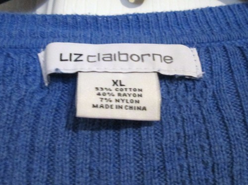 Liz Clairborne Damen blau Strick Pullover Cardigan V-Ausschnitt gebraucht, in einwandfreiem Zustand Gr. XL XLarge #322 - Bild 4 von 9
