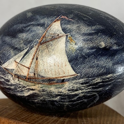 Vintage traditionell geätzt Gänseeier Kunst Schiffe auf See 11x9cm Maria Lancing - Bild 10 von 10