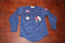Boy Scouts of America BSA Youth Shirt Blue No Collar Med No Size Long Sleeve