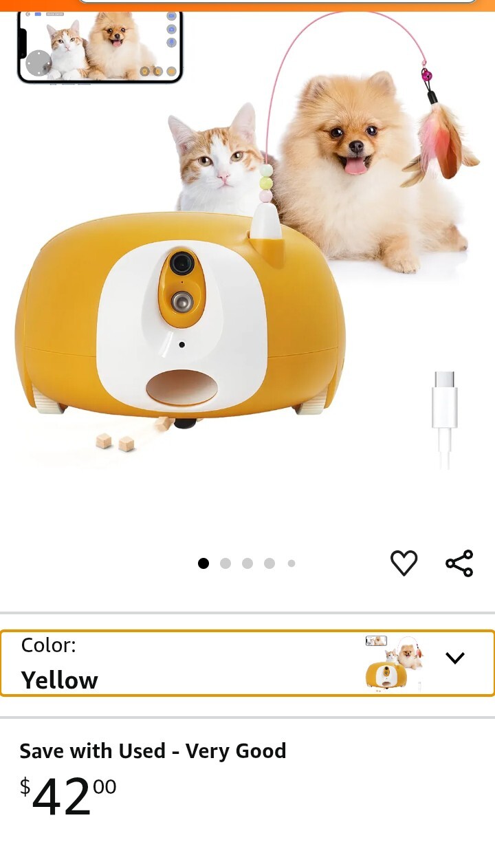 Pet Camera Treat Dispenser, Cat Dog Camera,  Remote Control, 2 Way Audio, 1080P-image