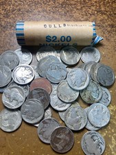 BUFFALO NICKEL ROLL (40 COINS), "CULLS" junk coins with problems