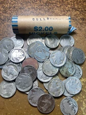 BUFFALO NICKEL ROLL (40 COINS), "CULLS" junk coins with problems