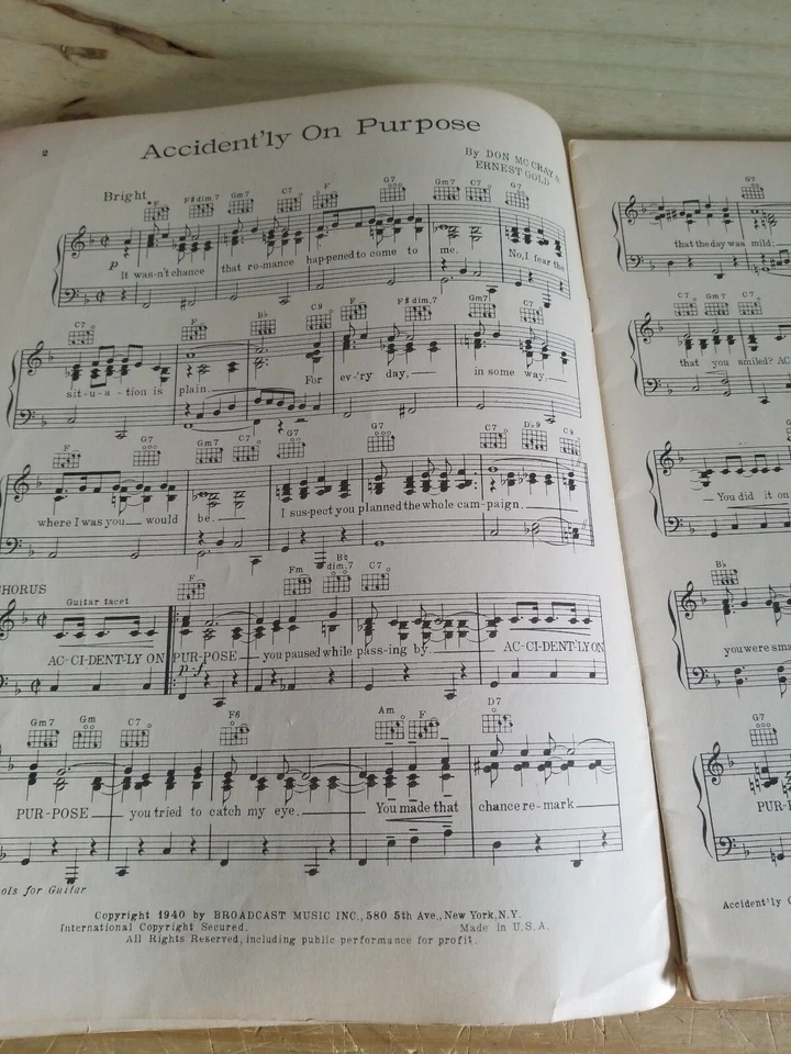 Álbum BMI de canciones probadas en radio - 1940 Banjo y cuerdas de guitarra y símbolos. Folio. Foto 3 de 4
