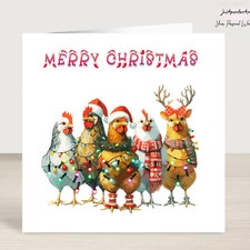 Cute Chicken Christmas Card Pack of 3,5,10,Merry Christmas Chiken theme Cards