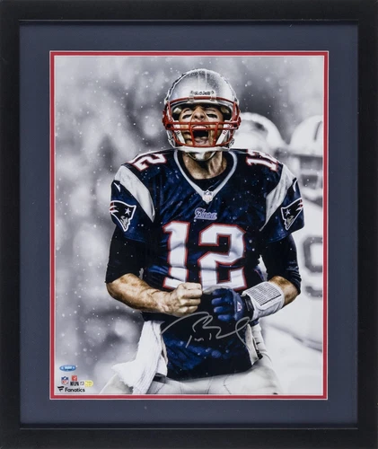 Tom Brady Screaming Signed Autographed 16x20 Framed Photo TriStar/Fanatics Holos
