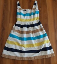 Nine West Women's A-Line Pleated Striped Sun Dress Pockets Size 2