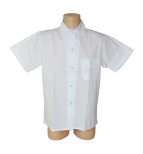 Set of 2 THE HAPPY CHEF Shirts Mens M White Short Sleeve Snap-up Point Collar