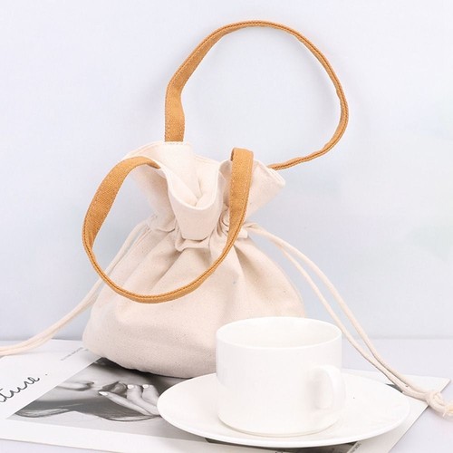 Storage Bag Drawstring Bag Purse Wrist Bag Portable Canvas Handbag Travel - Picture 12 of 15