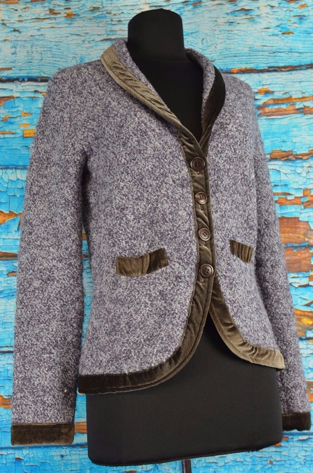 Blazer para mujer HWR Anthropologie talla XS púrpura negro ribete carrera chaqueta boho Foto 3 de 4