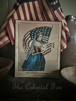 LADY LIBERTY Colonial Portrait 8x10 Primitive Folk Art Early American Americana 