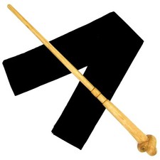 14" Hand Carved Mahogany Wood Knot Wizards Magic Wand Wicca Pagan w /Free Bag