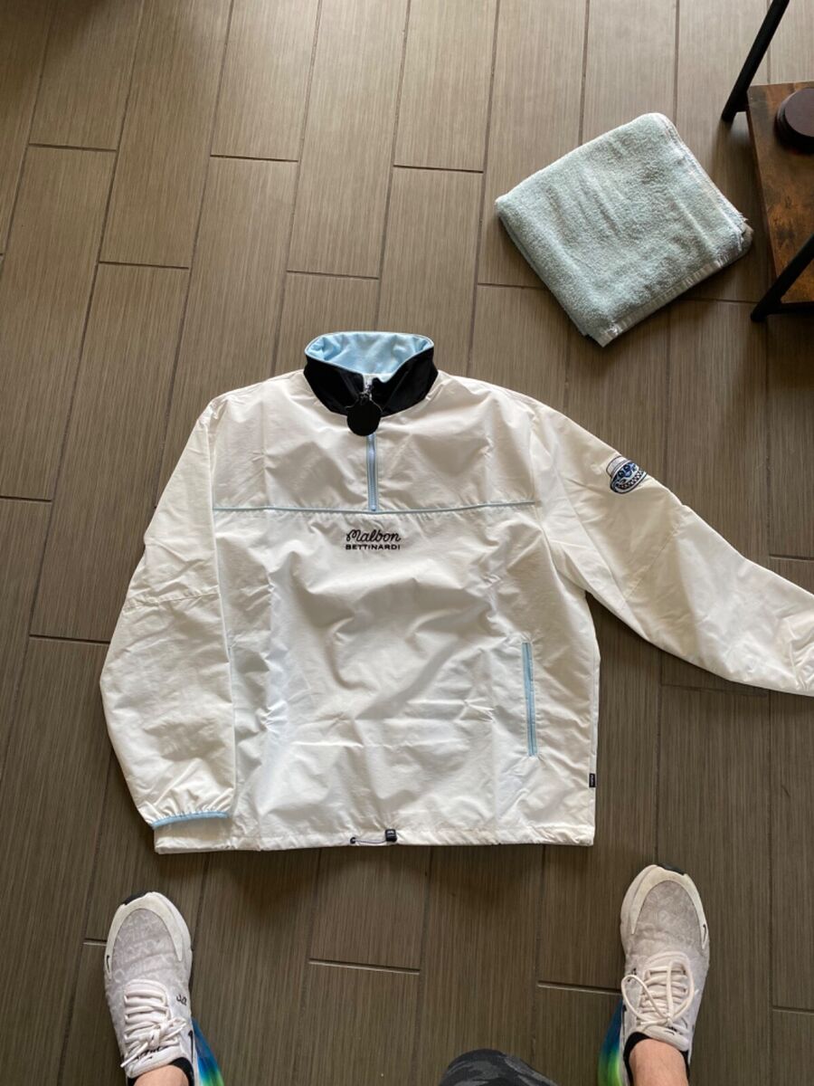 Malbon x Bettinardi Fat Cat 1/4 Zip Jacket - White - Size Malbon x Bettinardi Fat Cat 1/4 Zip Jacket - White - Size