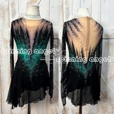 Ice Figure Skating Dress/Dance/Baton Twirling costume Outfit Custome black green