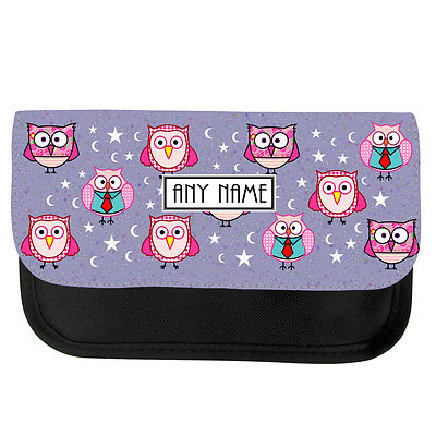 PERSONALISIERTES FEDERMÄPPCHEN / SCHMINKTASCHE NACHTEULE DRUCK GEBURTSTAG WEIHNACHTSGESCHENK