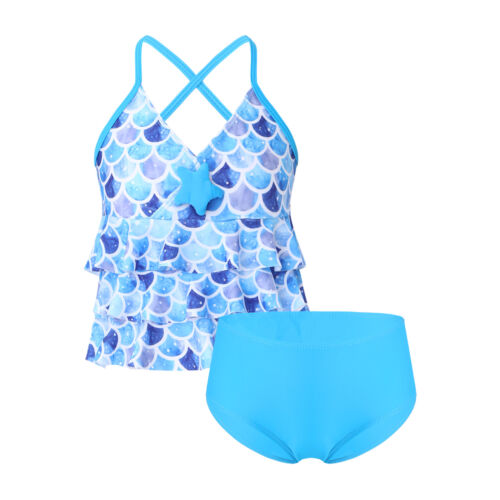 Kids Girls Tankini Swimsuit Tank Tops Bottoms Shorts Set Swimwear Bathing Suit - Picture 65 of 146