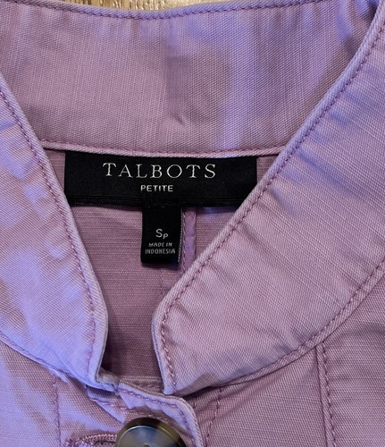 Talbots Denim Jacket Women’s PS Lilac Button Front Pockets Button Detail Cotton - Picture 3 of 7