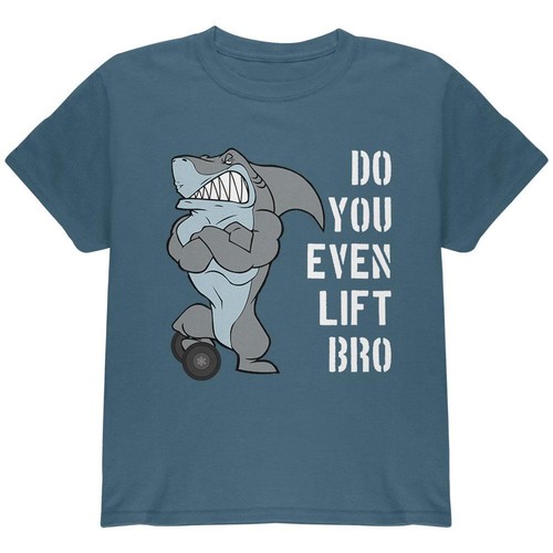 Muscular Shark Do You Even Lift Bro Workout Gym Rat Youth T Shirt - 第 1/1 張圖片