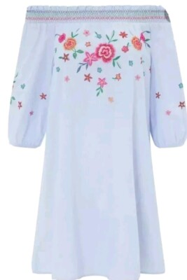 Monsoon Accessorize Alexa Schulterfreies Kleid Bestickt Größe XS Neu mit Etikett