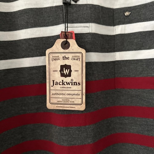 Polo Pullover Camicia Jackwins Autentica Originale Nuova Con Etichette 3XL Grigio/Rosso/Bianco - Foto 3 di 5