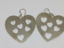 1.5" Sterling Silver Drop Dangle Hook Heart Cutout Earrings FREE SHIPPING