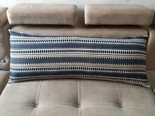 Extra long lumbar pillow navy blue striped rectangular throw pillow covers 14x36