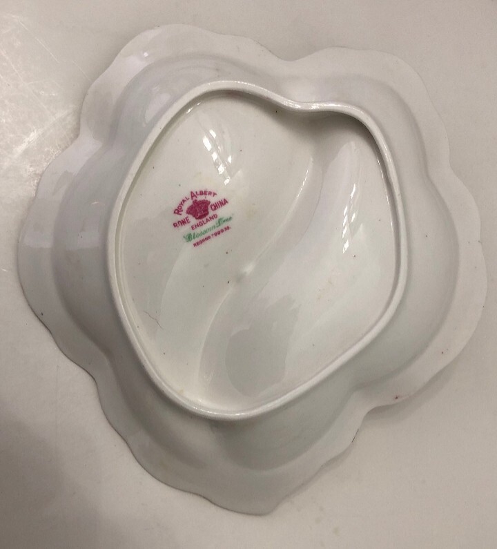 Royal Albert Blossom Time Relish Dish, Divided Serving Dish, Candy/Tidbit Dish