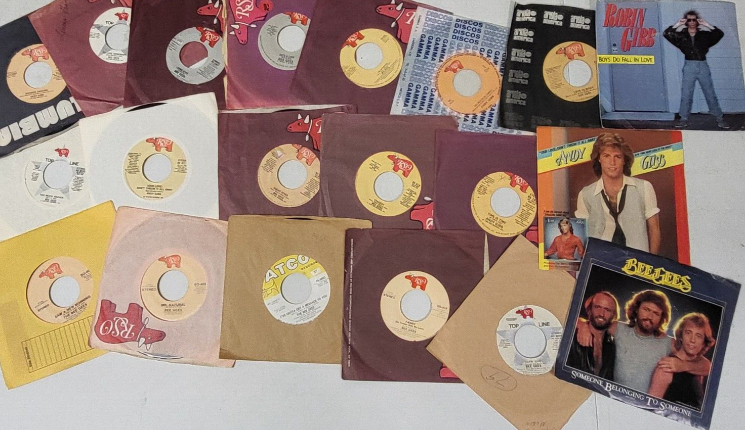 Bee Gees Rock Pop Lot Of 20 Singles 45 Rpm Vinyl Records 7"